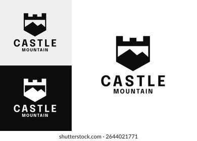 Castle with mountain logo design template vector illustration