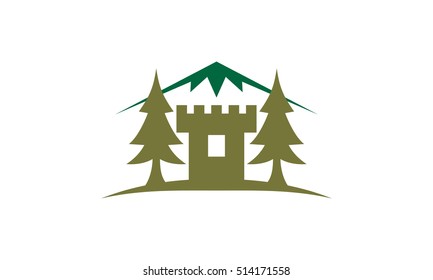 Castle Mountain and Pine Tree