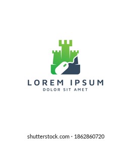 castle and mouse negative space logo design