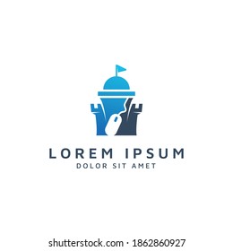 castle and mouse negative space logo design