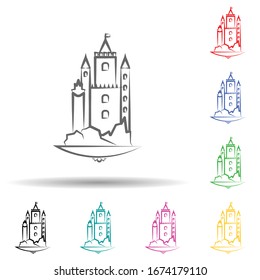 Castle multi color set icon. Simple thin line, outline vector of landspace icons for ui and ux, website or mobile application