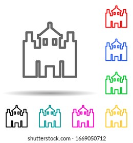 Castle multi color style icon. Simple thin line, outline vector of web icons for ui and ux, website or mobile application