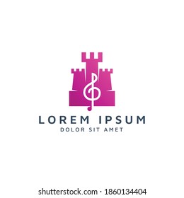 diseño del logotipo del espacio para castillo y música negativa