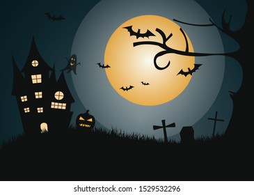 Castle near the Halloween night cemetery.