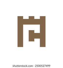 Castillo Espacio negativo Letra C Logotipo diseño Vector Plantilla