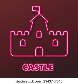 castle neon sign, modern glowing banner design, colorful modern design trends on black background. Vector illustration.