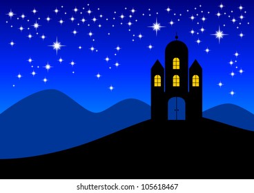 Castle in night landscape