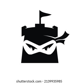 Castle ninja vector logo design template.	