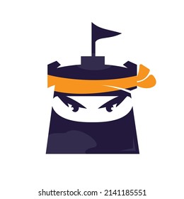 Castle ninja vector logo design template.	