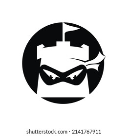 Plantilla de diseño del logotipo del vector del castillo ninja.	