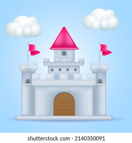 castle. old fortress tower. 3d cartoon style icon vector illustration