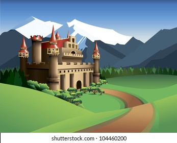 Castle on a background of mountains