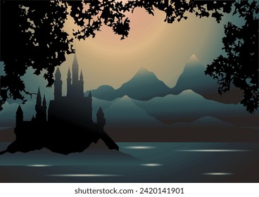 Schloss auf einer Klippe über dem Fluss