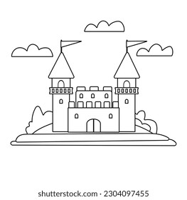 castillo en la página de coloración de la colina