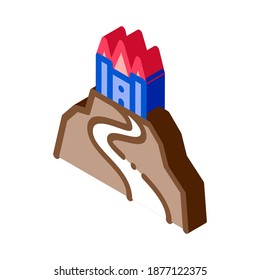 castle on hill icon vector. isometric castle on hill sign. color isolated symbol illustration