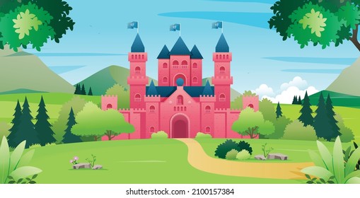 Un castillo en una colina con el cielo al fondo.