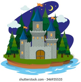 Castle  on the island illustration