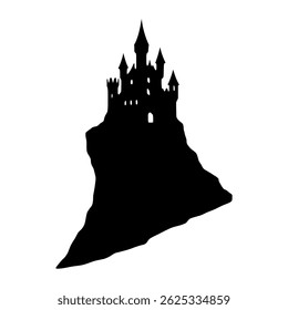 Castle on Rocky Cliff Silhouette