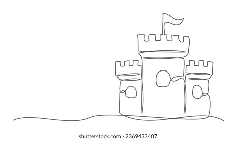 Castle One line drawing isolated on white background