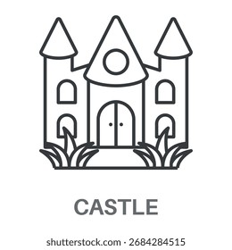 Castle-Umrisskonzept Einfacher Stil-Design-Vektor