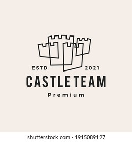 castle outline hipster vintage logo vector icon illustration