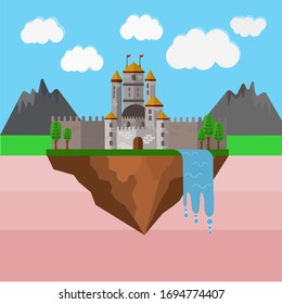 The castle over the ground.
