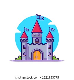 Castle Palace Cartoon Vector Icon Illustration. Building Landmark Icon Concept Isolated Premium Vector. Flat Cartoon Style