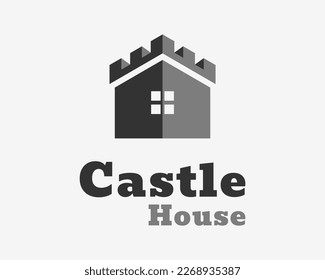 Castle Palace Fortress Stronghold Home House Building Architecture Simple Minimal Vector Logo Design