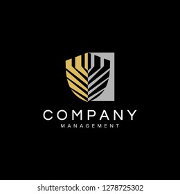 castle, palace, shield, security logo design template. creative sign. Universal vector icon. - Vector
