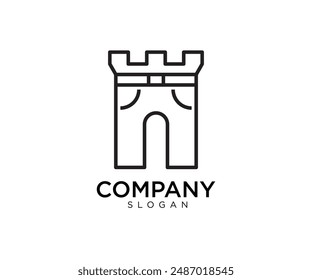 Castle Pants property real estate building logo design. Tower castle illustration vector