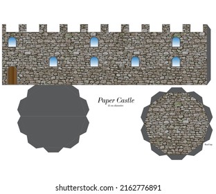 Modelo de papel del castillo piedra medieval