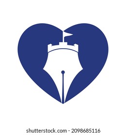 Castle pen education vector logo design. Castle writer logo design concept.	