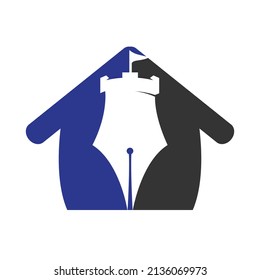 Castle pen education vector logo design. Castle writer logo design concept.	