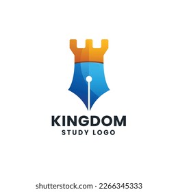 Castle Pen Gradient Logo Vector Icon Illustration