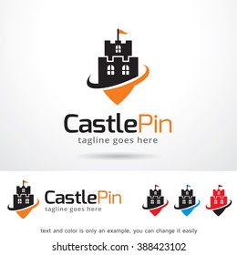 Castle Pin Logo Template Design Vector