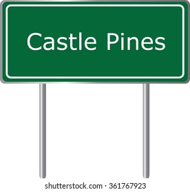 Castle Pines , Colorado , road sign green vector illustration, road table, USA city