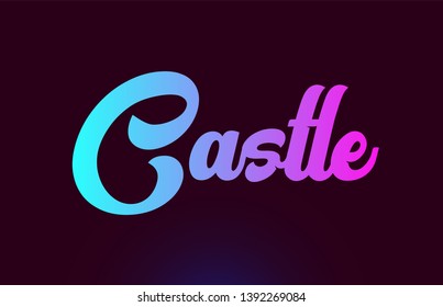 Castle pink word or text suitable for card icon or typography logo design