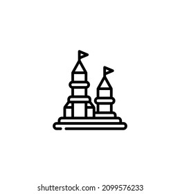 Castle playground amusement park outline style icon and illustration - vector