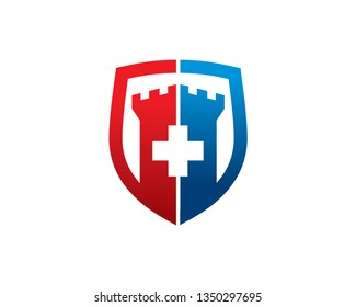 Castle Plus Logo Template, Icon, Symbol - Vector