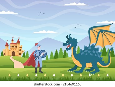 Castle with Prince, Queen and Knight Elements Collection, Majestic Palace Architecture in Cartoon Flat Style Illustration