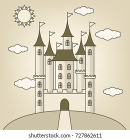 Castle of princess with  clouds and sun, doll design