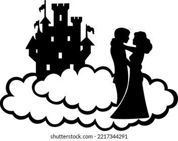 Castle Prom Dance Vector Illustration