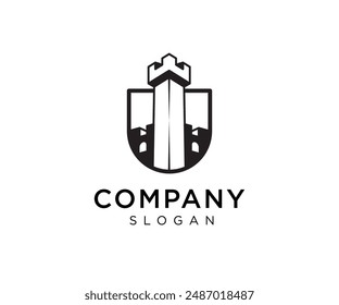 Castle property real estate building logo design. Tower castle illustration vector