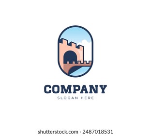 Castle property real estate building logo design. Tower castle illustration vector