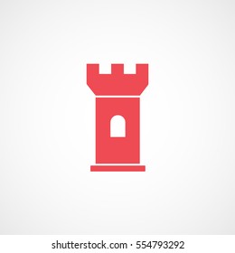 Castle Red Flat Icon On White Background