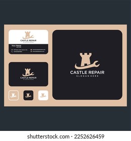 castle repair logo design graphic template