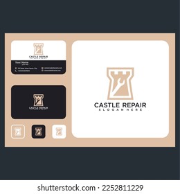 castle repair logo design graphic template