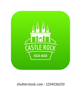Castle rock icon green vector isolated on white background