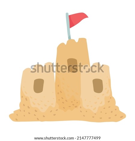 castle sand with flag summer icon