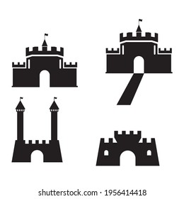 Icono de ilustración de vector conjunto de castillo Diseño de plantilla